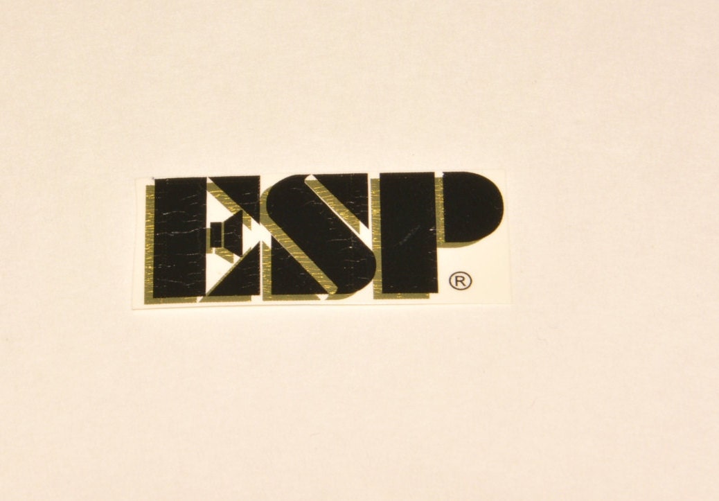 ESP Guitar Waterslide headstock Logo Decal Black with Gold foil shadow