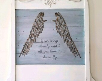 Inspirational Wall Hanging/Sign /Angel Wings/Graduation
