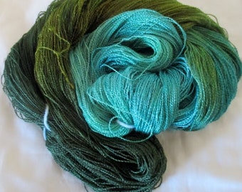 Handpainted Yarn-Soft Rayon Boucle lace Wt. - 688 yds - GATORSWAMP