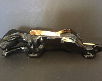 Black Panther TV Lamp, 14 1/2" Ceramic Crouching Panther Accent Light