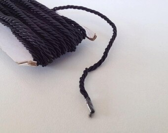 2.2 yards black, twist cord, 3 mm twisted poly, Jewelry supplies, rope, cord jewelry making ,Decoration,Fabric Rope Trim Accent for Crafting