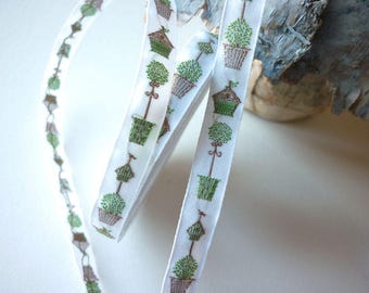 Ribbon theme garden birdhouse tree 10 mm - jacquard makes hand craft - by the yard