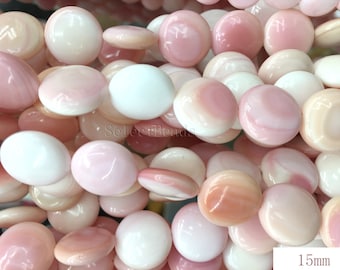 pink queen conch shell puffy coin beads - pink shell beads - pink queen conch beads - queen conch shell supplies - shell beads - 10 beads