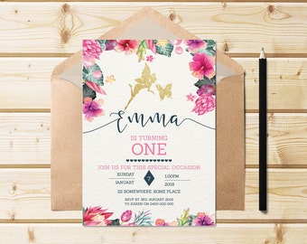 Fairy First Birthday Invitation First Birthday Fairy Invitation Fairy Birthday Turning One 1st Birthday Fairy Birthday Invitation