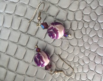 "Purple rose" earrings
