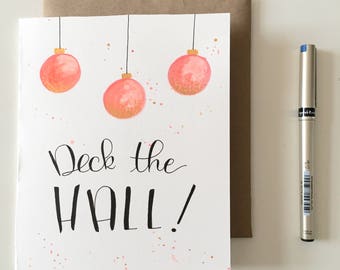 Christmas card * Deck the hall * by hand