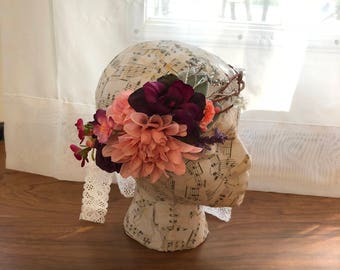 Purple and Pink Flower Crown with a touch of Silver