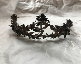 Vintage metal wedding leaf tiara