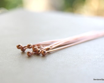 Handmade Copper Headpins Jewelry Supplies Ball End 20 Gauge 10 Quantity