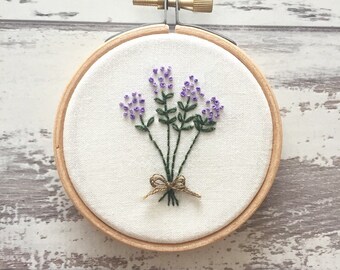 Lavender Embroidery Hoop Art - Embroidery Flower Wall Art - Home Gift - Hand Embroidery Art - Embroidery Hoop Art