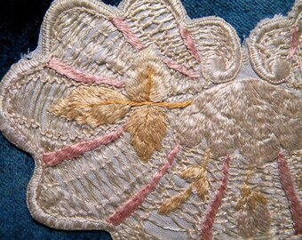 Antique Applique Doll Silk Trim Edwardian