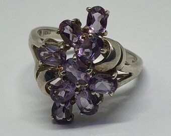 Beautiful Sterling Silver Genuine Amethyst Ring Size 10