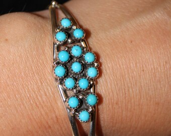 Sterling Silver and Turquoise Cluster Cuff