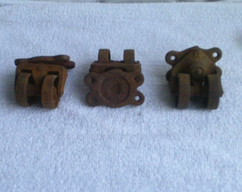 3 Set Vintage Metal & 2 Wheels Swivel Casters Wheels