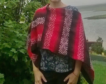 Hand made.Ladies cape, Poncho.Made from 1.ply real Kauni yarn poncho.fair isle motive.Made in Shetland