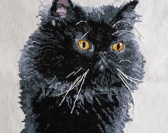 Cross stitch pattern black Persian cat