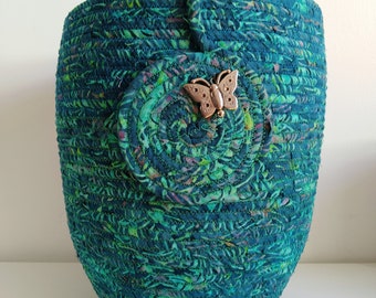 Extra-tall multicoloured pot (batik cotton)