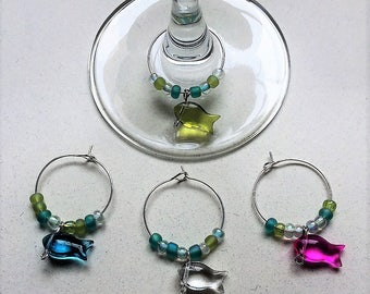 Glass Fish Wine Charms