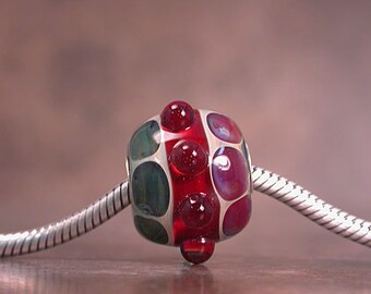 Boro Lampwork Glass Big Hole Bead, Euro Charm Bead, Sterling Core, Divine Spark Designs, SRA