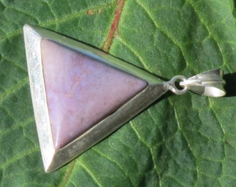 Purple Jade Pendant - Lavender Jade Pendant - Natural Stone Sterling Silver - Triangle - Item 564