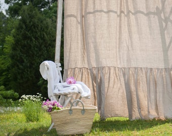 Shower Curtain Ruffled Linen