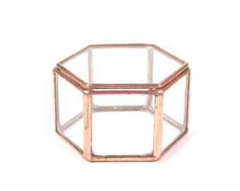 Glass Ring Box, Ring Box, Ring Bearer Box, Wedding Ring Box, Hexagon Box, Glass Jewelry Box, Jewelry Box, Glass Box, Geometric Box