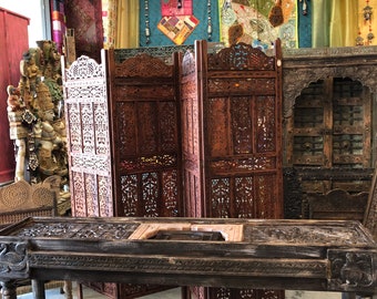 Antique Tribal Carving Haveli Indian Stone Arch Sofa Table Extra Long Wooden Console Rustic Luxury Table Vintage Style