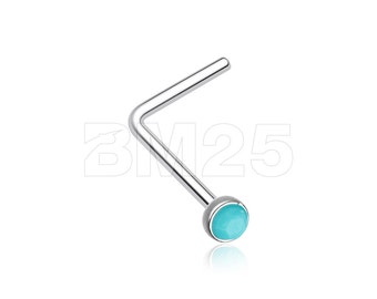 Turquoise Stone L-Shaped Nose Ring