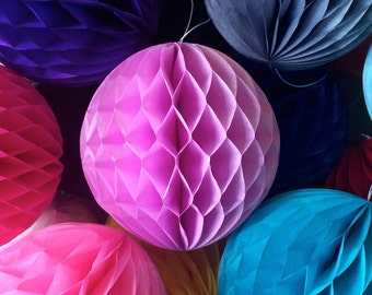 Lilac 4 Inch Honeycomb Tissue Paper Balls - Paper Party Decor Decoration Supplies
