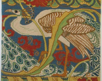 Hand-hooked rug "The White Peacock"