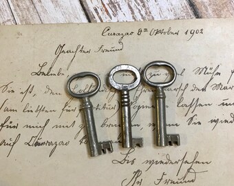 Vintage SKELETON Keys for Steampunk Found Object Art and Jewelry Making Metal- Barrel Keys- Small Keys- Rustic Primitive Key Lot- C30