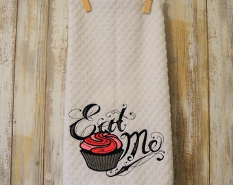 embroidery kitchen towel eat me cupcake decorative towel home housewarming gift bakers - Bakers Gonna Bake Kitchen Redwork Embroidery Designs embroidery kitchen towel eat me cupcake decorative towel home housewarming gift bakers - Bakers Gonna Bake Kitchen Redwork Embroidery Designs