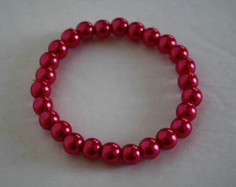 Deep Pink Pearl Bracelet, Pink Pearl Bracelet, Pearl Bracelet, Pink Bracelet, Pink Beaded Bracelet