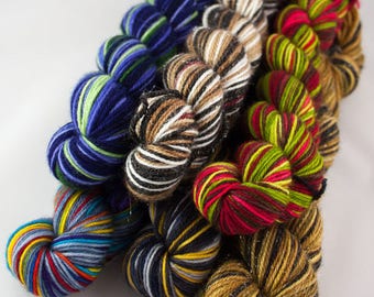 Mini Skeins - Jumbo Party Pack - Hand-Dyed Self-Striping Sock Yarn