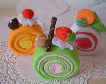 Felt food pattern-Most easy,Roll cake--PDF Pattern via Email--F29