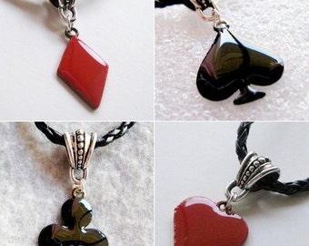 Spade Necklace ,Card Suit Necklaces/Diamond Heart Club,Poker Playing card charm, Spade charms