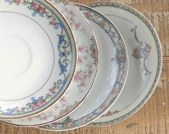 Mismatched Noritake Saucers Set of 4 Plates for Wedding Bridesmaid Luncheon Tea Party