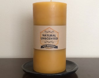 100% Pure & Natural Beeswax Pillar Candle | 3x6 Smooth