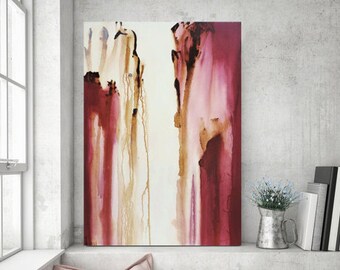Abstract Painting Original, Abstract Painting Pink, Abstract Painting Canvas, Large Abstract Painting, Modern Painting 36x24 Heather Day