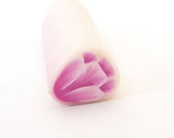 Pink Purple Tulip Cane, Polymer Clay Cane, Garden Flower Millefiore, Raw Unbaked, Translucent Background
