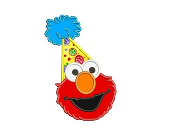 Elmo Birthday Applique Design - Elmo Applique 3 sizes instant download