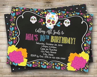 Day of the Dead, Halloween, Dia de los Muertos Invitation. Digital File