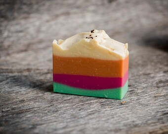 Rainbow Sherbet Artisan Soap, Shea Butter Soap, Handmade Soap