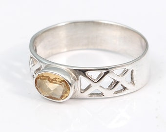 Citrine 92.5 sterling silver ring size 9 us