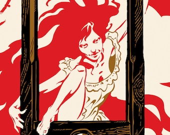 French Revolution Print, Guillotine Print, Revolution Bastille Day Art, Girl Power - Giclee Print Large