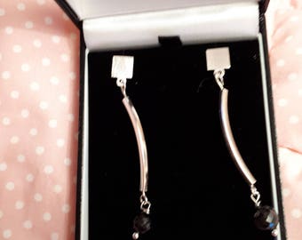 Sterling Silver/ Black Spinel earrings.