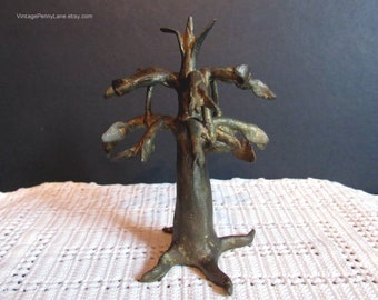 Vintage Brass Handmade Tree Sculpture, Modernist Folk Art
