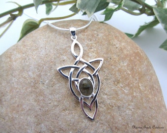 Celtic, elvish, labradorite necklace, precious stone necklace, celtic jewelry, elvish jewelry, labradorite jewelry, french hand made