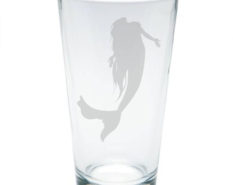 Mermaid Etched Pint Glass