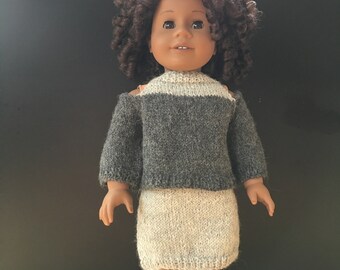 Outfit for 18 inch doll; doll clothes; handmade doll clothes; AG doll clothes; 18 inch doll clothes; knitted doll clothes; handmade clothes